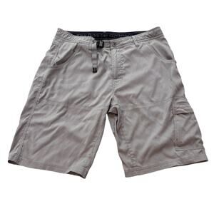 prAna Mens 36 Stretch Zion Shorts Tan Belted Stretch Nylon Hiking Bouldering***